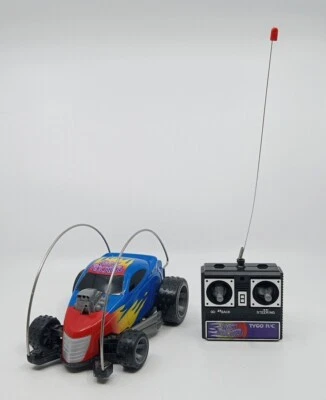 Vintage Tyco R/C Stuntsters Car HOT ROCKER Blue Flames Stunts Remote Control Car - Image 1 of 4