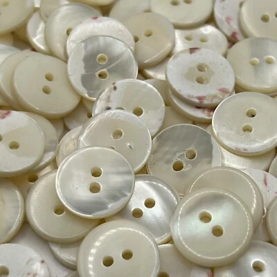 Ivory Trocas/Oyster Shell Button  Rounded Top White/Red Back 18mm 11/16" 2hole - Image 1 of 3