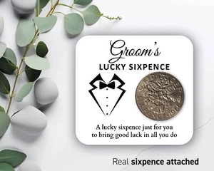 Groom Gift Idea - Lucky Sixpence Coin - Gift For Groom - Wedding Day Gift Idea 4 - Picture 1 of 7