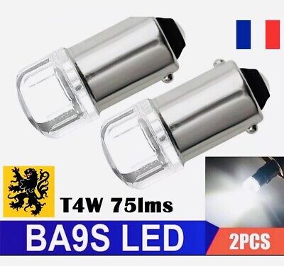 2x T11 T4W LED H6W 75Lm 2 SMD 0.5W  BLANC 6000K BA9S T2W T3W Dôme 190° Compacts • 4.95€