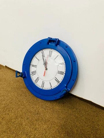 Nautical Ship Porthole Clock Vintage Wall Mounted Blue Clock Vintage Home Decora Cover