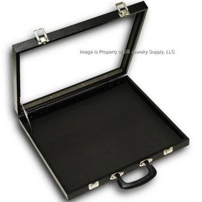 3 Glass Top Black 40 Space Display Box Organizer Case Lighters Pins Medals  - Image 1 of 2