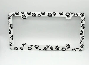 PAWS ANIMAL LOVE FRIEND STANDARD METAL CAR LICENSE PLATE FRAME DOG CAT PAW - Picture 1 of 15
