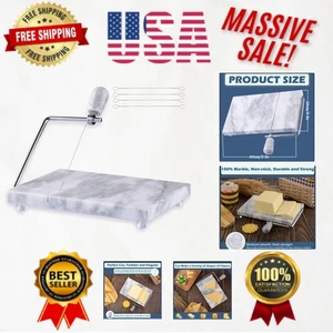 Polished Grey Marble Cheese Slicer with Stainless Steel Wire & Ergonomic Handle - Imagen 1 de 7