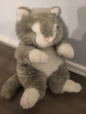 Fiesta Plush Cat Sleepy Eye Tabby Realistic Kitty 1996 11" #5230 Pink Nose EUC - Image 1 of 4