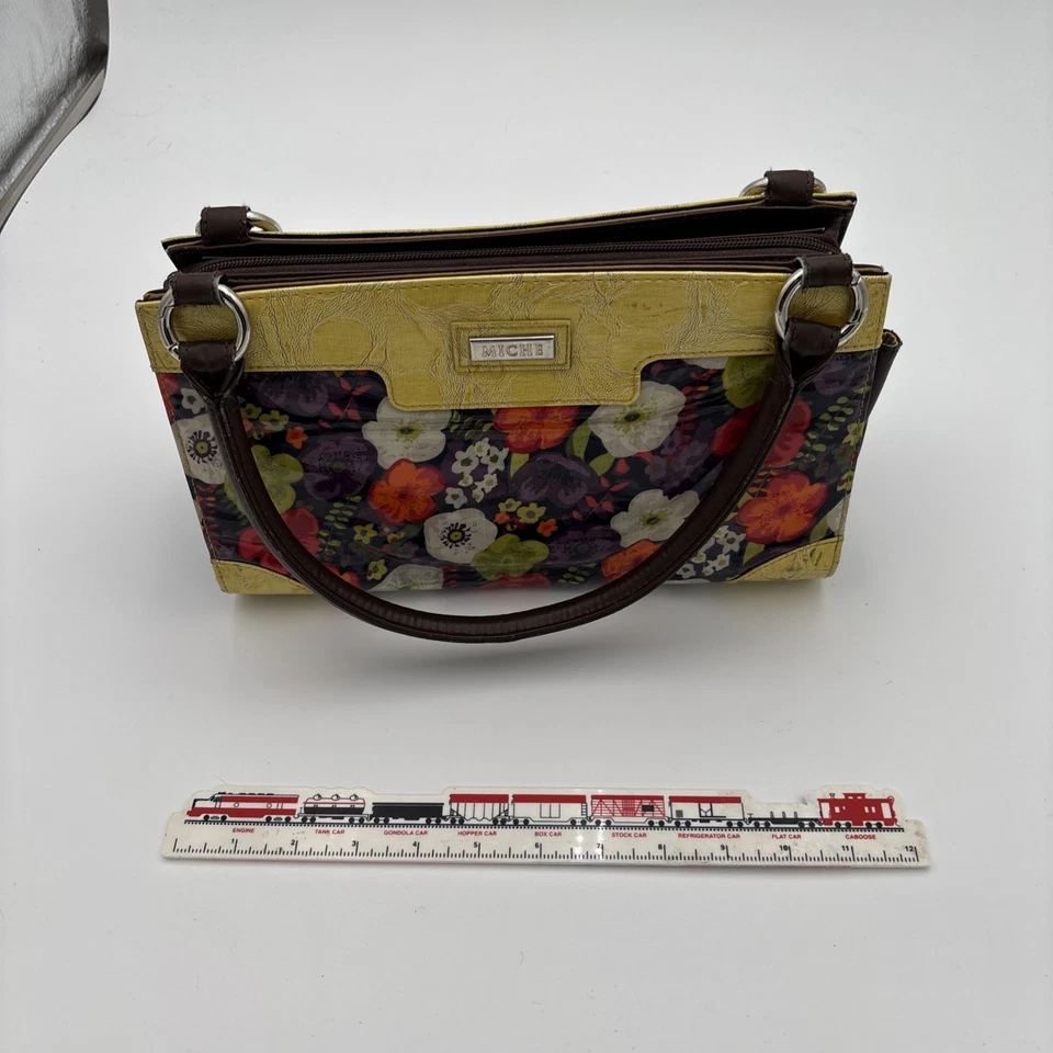Bolso de Mano Miche Sabrina Estampado Floral y Borde Amarillo Imitación Cuero Foto 1 de 4