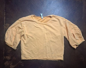 Anthropologie Pullover Sweater Womens X-Small Orange Balloon Lantern Sleeve Knit - Picture 1 of 9