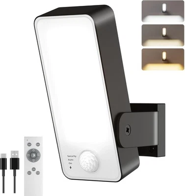 POPOIRON Motion Sensor Outdoor Light, 10000mAh Rechargeable 600 Lumen Wireless Battery Op