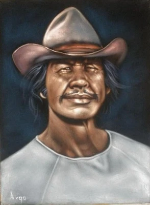 Charles Bronson badass cowboy legend black velvet oil painting art - Image 1 of 2