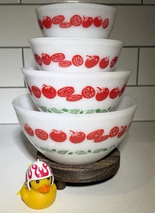 Vintage Agee Australian Pyrex Harvest / Tomato Salad Nesting / Mixing Bowl Set 4 - Picture 1 of 14