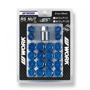 WORK 20pcs Light weight RS Lock Nut Set 21HEX M12x1.5 Blue Genuine Parts - Picture 1 of 3