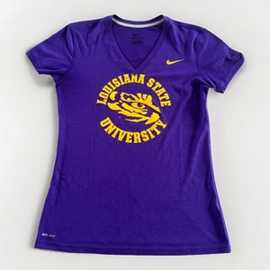 Nike LSU Tigers Womens Size S Purple T Shirt Louisiana State V-Neck Short Sleeve - Picture 1 of 7