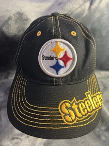 Men's NFL Pittsburgh Steelers Black Ball Cap Embroidered Strap Back Ships Free - Picture 1 of 7