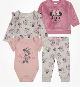 Neu Disney Baby 4-teiliges Minnie Mouse Outfit Set, rosa, Plüsch, Größe 12M - Bild 1 von 2