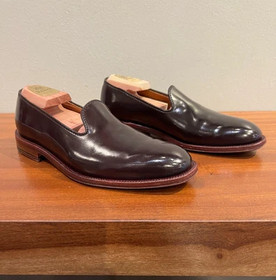 Alden - Plain Toe Slip-On Loafer in Color 8 Shell Cordovan - Plaza Last, Size 8D - Image 1 of 4