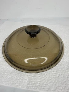 Vtg Pyrex Lid V2 5C Vision Corning Ware Amber Brown Glass 8-1/2" Lid - Picture 1 of 6