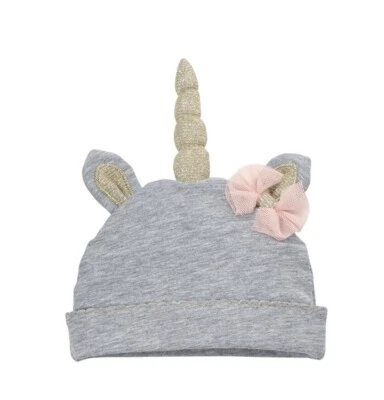 Gorra Mud Pie Bebé Niñas Peluche Dorado y Rosa Arco Recortado Unicornio Cuerno Talla 0-3M Foto 1 de 3