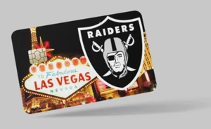 LAS VEGAS RAIDERS , NFL , 2 pc credit card skin & DEBIT CARD,TROLLEY & GYM - Picture 1 of 15