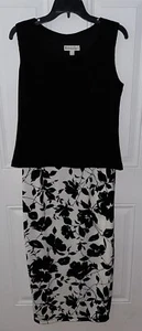 Dressbarn Womens Dress Size 8 Black & White Floral Stretch Sleeveless Long Maxi - Picture 1 of 6
