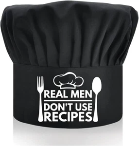 Real Men Don't Use Recipes Adult Adjustable Baker Cook Chef Hat - Picture 1 of 4