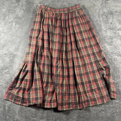 Falda midi tartán mezcla lana Orvis años 90 de colección talla 14 roja hágalo usted mismo dos aberturas grunge elástica Foto 1 de 4