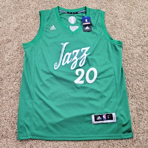 Utah Jazz Jersey Adult Size L Adidas Swingman Gordon Hayward #20 Green Cover
