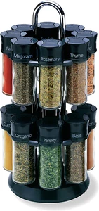 Olde Thompson Chrome- Plated Rotating Spice Rack, 16 Refillable Spice Jars with - Picture 1 of 12