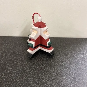 Ornamento Babbo Natale Legno Vintage a Forma di Albero 3D - Foto 1 di 8