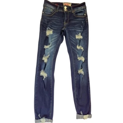 Pantalones de mezclilla Hot Kiss Get The Lift Y2K Boyfriend para mujer talla 7/8 azul desgastado nuevos sin etiquetas Foto 1 de 4