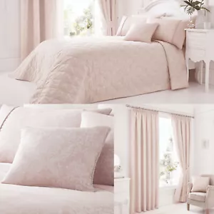Laurent rosa. Paquete de parachoques. Tira de cama. Cortinas forradas de 66x90" y 1 cubierta de cojín - Imagen 1 de 4