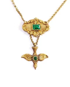 Antike Heiliger Geist Halskette aus 18k Gold, Antikschmuck, religiöser Schmuck - Bild 1 von 5