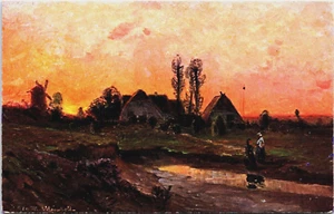 Beautiful Landscape Art Farm Vintage Postcard B229 - Picture 1 of 2