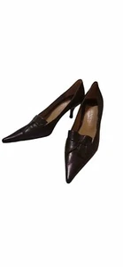 Bruno Magli Pointed Toe Dress Pumps Black Leather Size 9 B Made In Italy - Picture 1 of 9