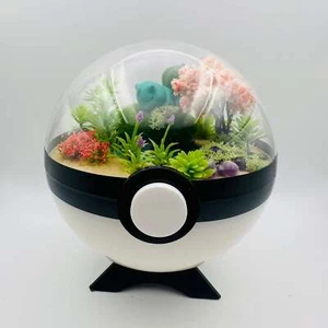 Pokemon Bulbasaur Durmiente Cristal Terrario Estanque Blanco Poke Ball Hecho a Mano - Imagen 1 de 5