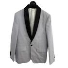 CELINE #7 Seersucker Stripe Tailored Jacket Navy White Size: