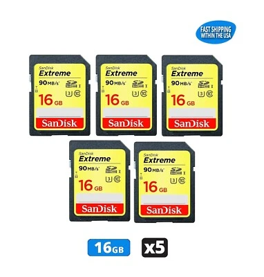 16GB Sandisk Extreme SD cards for Camera / Trail Camera / Computers (5 Pack) - Image 1 of 4