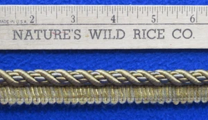 Twisted Cord Trim in Gold & Gray/Silver W/Taupe 38" Long .5" Wide Sewing Crafts - Picture 1 of 2