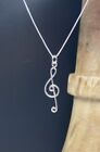 Treble Clef Pendant Necklace - 925 Sterling Silver Music Musician Songwriter 18”