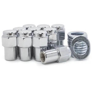 10 Lug Nuts 7/16-20 Chrome Flat Top Mag .75 Shank Keystone Washers - Picture 1 of 2