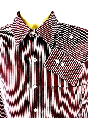 Camisa de vestir Tasso Elba para hombre talla 16 34/36 L manga larga blanco vino rayas cabaña Foto 1 de 4