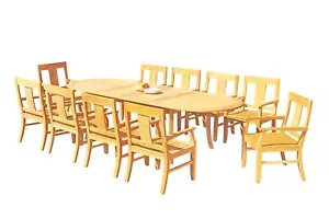 DSOS A-Grade Teak 11pc Dining Set 118" Oval Table 10 Arm Chairs Outdoor Patio - Picture 1 of 4