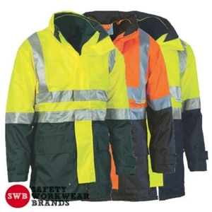 DNC Workwear Mens Hi Vis 4 in 1 Breathable Jacket with Vest Reflective Work 3864 - Picture 1 of 4