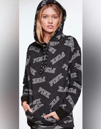 UNDERCOVER Felpa con cappuccio Victoria's Secret rosa campus sherpa pullover grigio bianco logo piccola usata in ottime condizioni