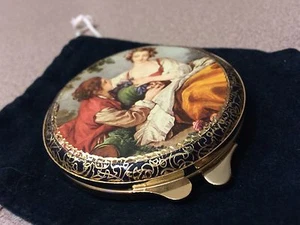 FLORENTINER ITALIENISCHES GOLD VERGOLDET GEPRÄGTES KALBSLEDER VIKTORIANISCHE LIEBHABER KOMPAKT - Bild 1 von 12