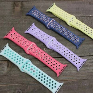 Breathable Silicone Sport Band for Apple Watch 38mm 40mm 42mm 44mm All Series - Picture 1 of 32