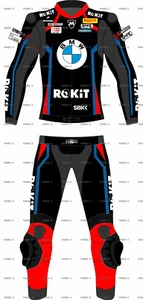BMW MotoGP Moto Tuta Pelle Uomo Tuta Corsa Pelle Certificata CE Protezione - Foto 1 di 7