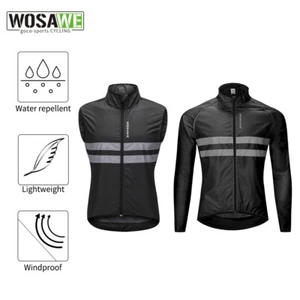 WOSAWE Men Cycling Jacket Reflective Wind Rain Coat Bike Bicycle Gilet High Viz - Picture 1 of 16