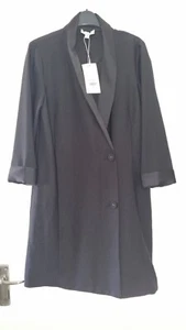 BNWT Warehouse Black Blazer Tuxedo Dress Size 8 Satin Lapels - Picture 1 of 8