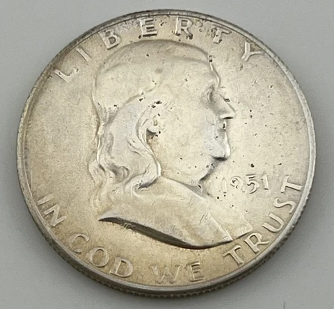 1857 S Ben Franklin Half Dollar US Coin UNC Cover