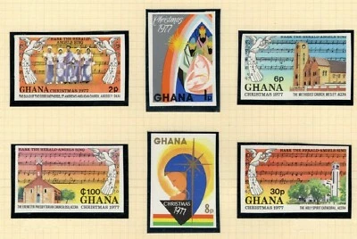 GHANA *IMPERF FROM FULL SHEETS* Set CHRISTMAS Issues 1977 Mint MNH *MUSIC* EP627 — 第 1/4 张图片